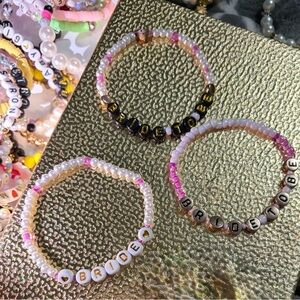 Pearl Gold Tone Bead Bracelets “Bride” “Bride To Be”